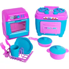 Kit De Brinquedos 11 Peças Cozinha Faz De Conta Rosa Menina