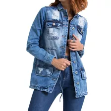 Jaqueta Parka Jeans Azul Lady Rock