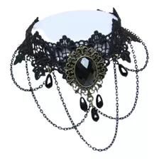 Gargantilha Choker De Renda Preto Gótico Punk Vitoriano