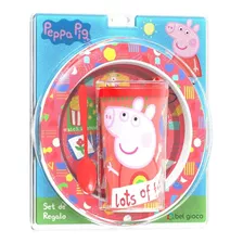 Set Regalo Peppa Pig Plato Playo + Vaso Tapa Cafe Blister