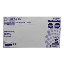 Guante Nitrilo Azul Cobalto Tresor Talla S, Caja X 100