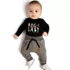 Roupa De Bebê Menino Conjunto Body E Calça - Rock Baby