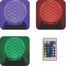 Lampara Led 3d Geometría Sagrada Flor De La Vida Holograma