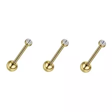 Kit 3 Mini Piercings Ouro 18k