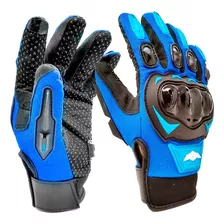 Guantes Motociclista Ironshield Azul Touch Limpia Mica