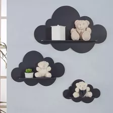 Kit Prateleira Nicho Nuvens Decoração Varias Cores