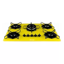 Fogão Cooktop 5 Bocas Tripla Chama Super Aut. Braslar Cor Amarelo