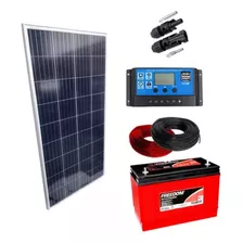 Kit Placa Solar 150w Controlador 10a Lcd Bateria 115ah Cabos