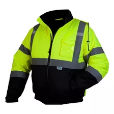 Safety Bomber Jacket With Quilted Lining, Hi-vis Lime, ...