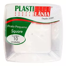 Prato Sobremesa Em Acrílico Square Cristal 10un Plastilânia