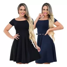 Kit Com 2 Vestidos Moda Feminina Evagelica Rodado Midi