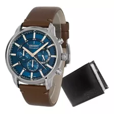 Relógio Orient Masculino Cronógrafo Mbscc055 Azul Couro 