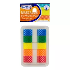 Marcador De Página Adesivo 12x44mm Flags Poá 5 Cores Brw