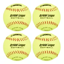 Worth Pelotas Softbol Lanzamiento Lento 12 Pulgadas, 4 Pack