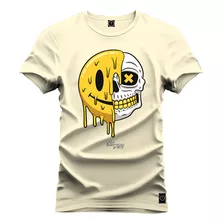Camiseta Premium Algodão Caveira Emoji