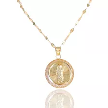 Cadena Medalla San Judas Tadeo 1.5 Bisel Corto Rayas Oro 10k