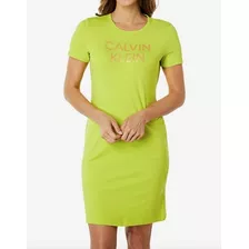 Vestido Calvin Klein Monogram Logo T-shirt Dress Limeade