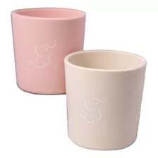 Set De 2 Vasos Entrenadores Papu Baby De Silicón Para Niños Color Rosa Pastel/beige