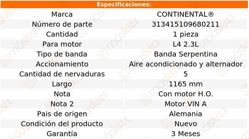 Banda 1165 Mm Acc Achieva L4 2.3l 93 Continental Alt, A/a Foto 8