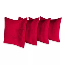 Kit Capas De Almofadas Decorativas 4 Peças Cores Lisas Vermelho