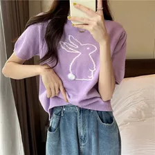 Camiseta Feminina Bunny Camiseta Feminina Kawaii Ulzzang