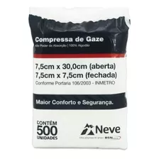 Compressa De Gaze Neve 7,5 X 7,5cm 11 Fios Não Estéril C/500