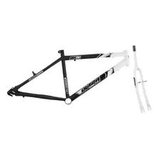 Kit Jogo Quadro Bike Aro 24 Em Aço Carbono Bicolor + Garfo Cor Preto Fosco