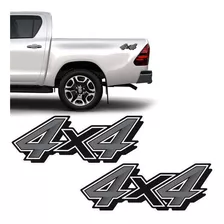 Par De Adesivos 4x4 Toyota Hilux 2021 Emblema Lateral Preto