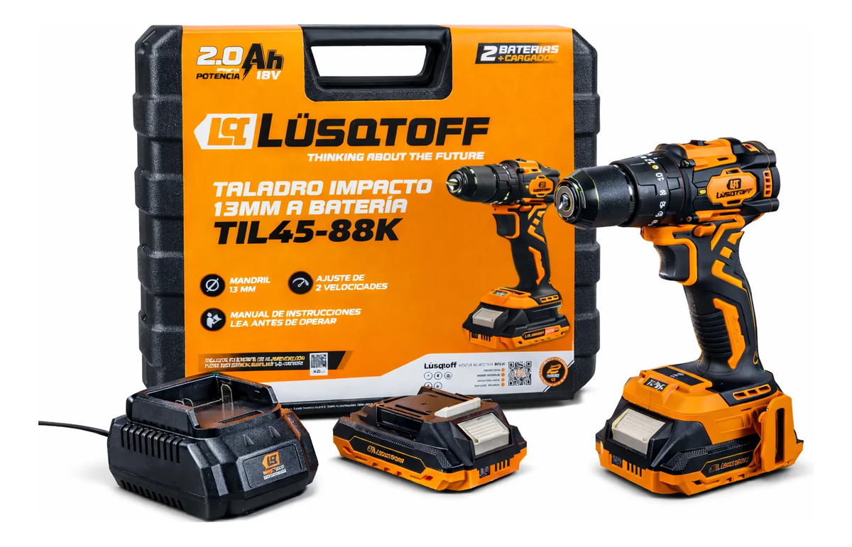 Taladro Percutor Brushless 13mm 18v Mandril Metálico Naranja
