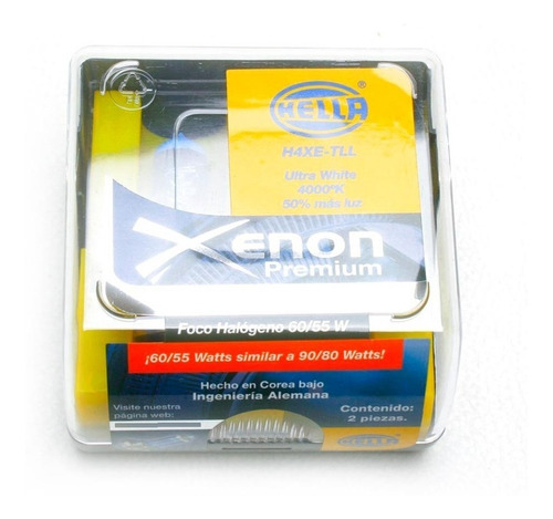 Foco H4 Luz Blanca Tipo Xenon Premium 60-55w 2 Focos Hella Foto 2