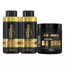 Eico Mandioca Kit Shampoo Condicionador 450ml + Máscara 500g