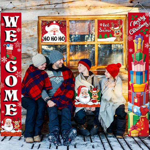 Cartel De Puerta De Porche Con Diseo De Feliz Navidad, Ador Foto 2