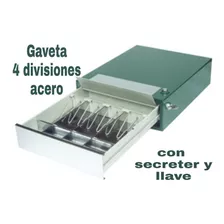 Caja Para Cobrar Plata 4 Divisiones Con Secreter Acero