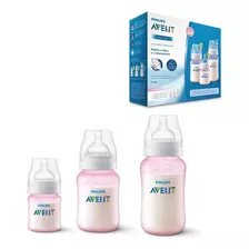 Kit Triplo Mamadeira Anti-colic 125ml 260ml 330ml - Rosa