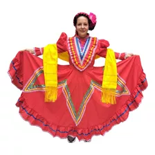 Vestido Jalisco Mujer Medio Vuelo Con Reboso De Artícela Traje Regional Mexicano Guadalajara