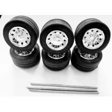 Rodas Traseiras Pneus De Borracha P/carretas1/32 Kit 3 Pares