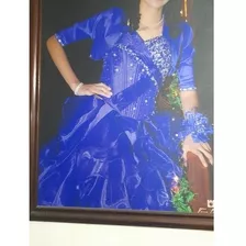 Vestido Azul Marino De Xv Diseñador Talla S 