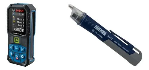 Kit Herramientas: Medidor Láser Distancia Bosch Glm 50-27 Cg Verde Bluetooth + Buscapolo Inductivo Bremen 8184 1000v
