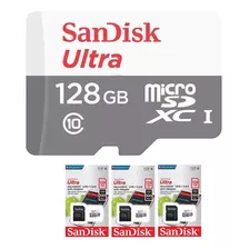 3 Uni. Cartão Memória Micro Sd Sandisk 128gb Ultra Original