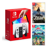 Nintendo Switch Oled Blanco + Zelda Botw + PokÃ©mon Arceus