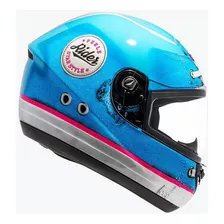 Capacete Moto Peels Spike Jeans Masculino Feminino Cor Azul Claro Com Vermelho Tamanho Do Capacete 56