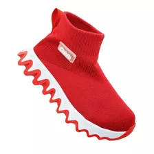 Chabelo Tenis Bota Tipo Calcetín C60-b Rojo Textil Niño