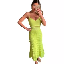 Vestido Feminino Midi De Tricot Linda Verão Novidade Famosas