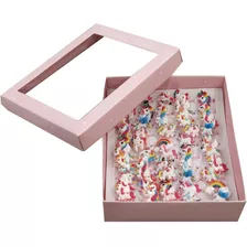 50 Anillos Cotillón Infantiles Unicornio Sirena Muñecas Caja