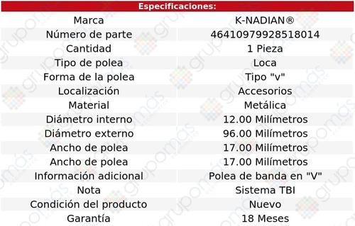 Polea Gua Accesorios K-nadian Caravelle L4 2.5l 1986_1988 Foto 3