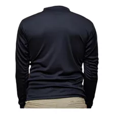 Buzo Deportivo Camiseta Larga Gym Lycra Militar Negro 