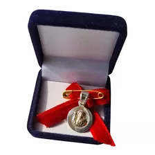 Medalla De San Benito De Plata 925 Y Oro 14k Para Bebé 
