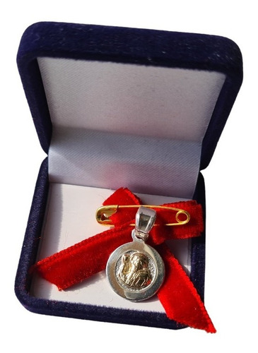 Medalla De San Benito De Plata 925 Y Oro 14k Para Bebé 