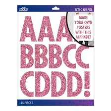 Sticko Alphabet Stickers, Regular X-large, Pink Glitter Futu