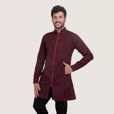 Jaleco Gola Padre Gabardine Zíper Vislon Slim Masculino 